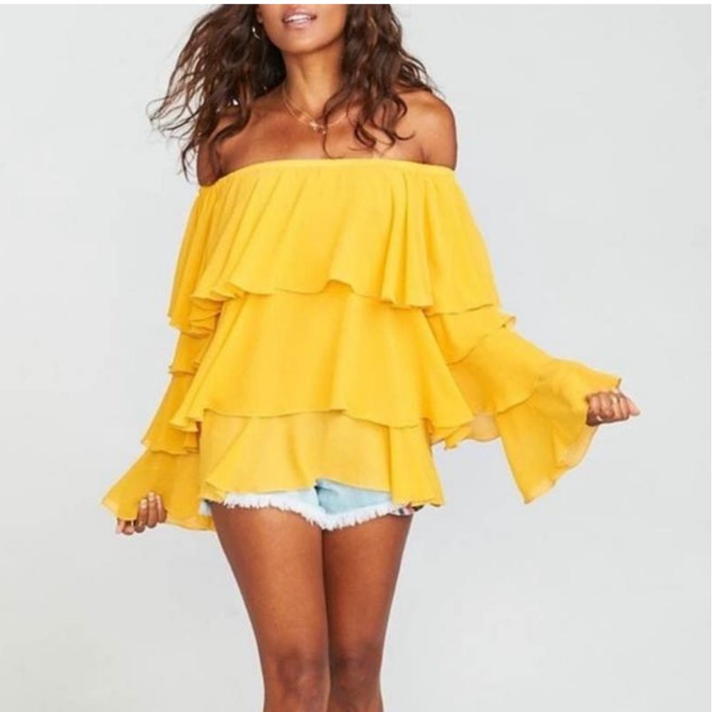 show me your mumu Chi Chi Ruffle Yellow blouse